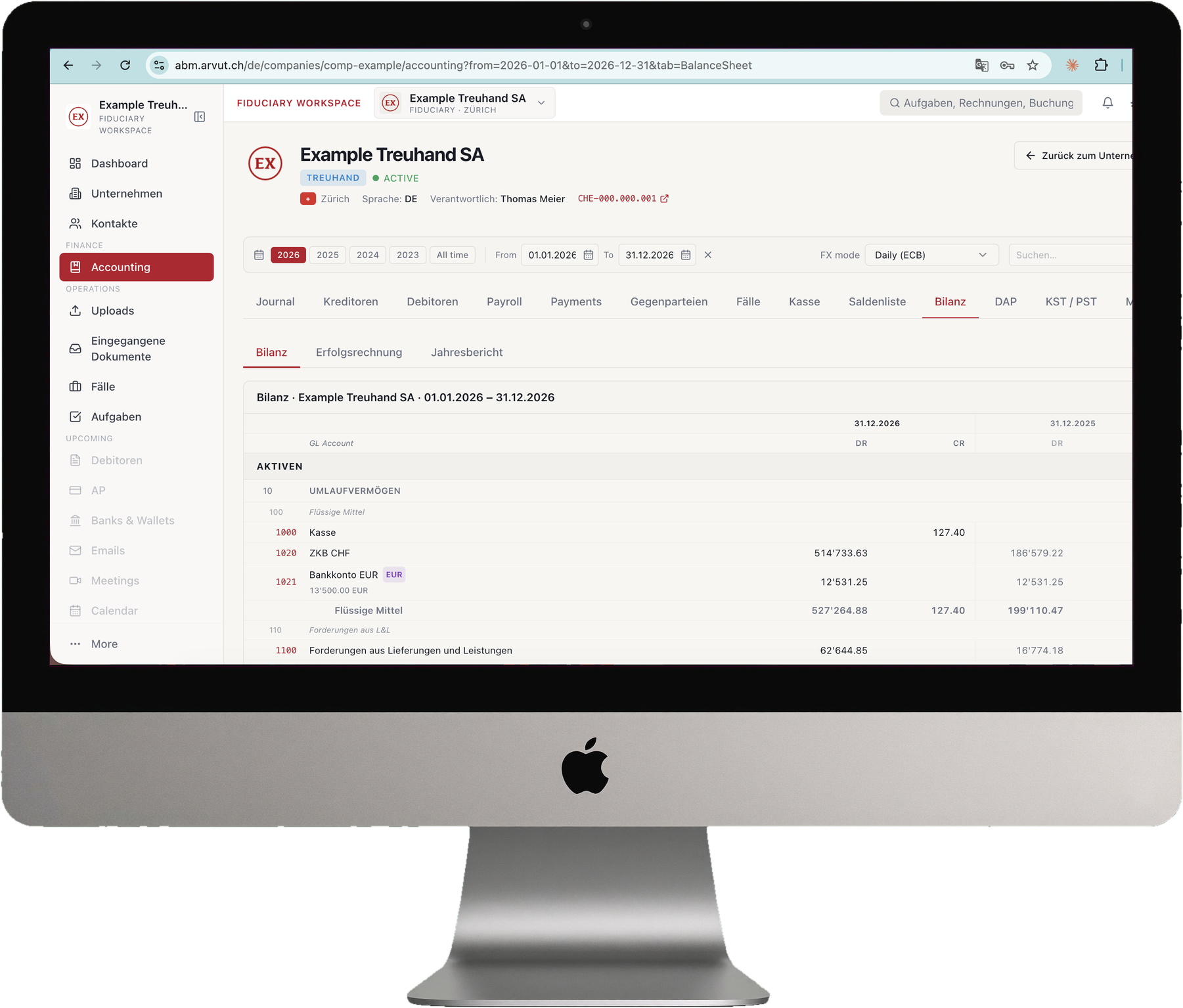 Das ABM (Arvut Business Management) White-Label-Portal auf einem iMac